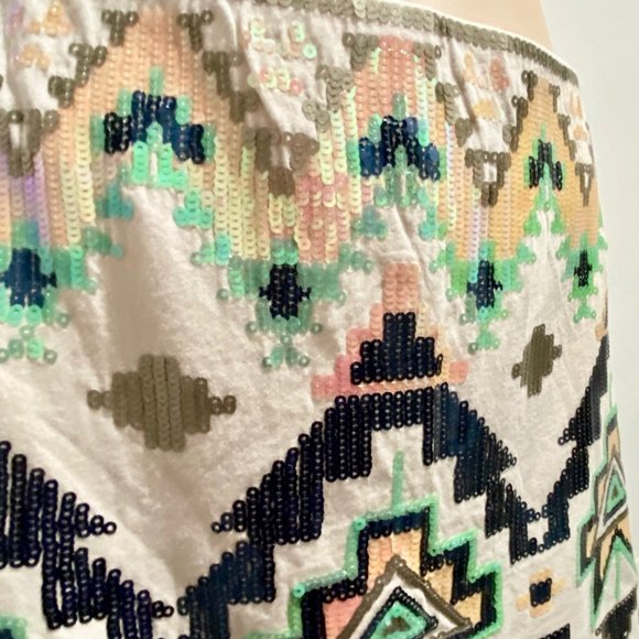 (5) Express Western Aztec Boho Sequins Artsy Art to Wear Colorful Mini S… - Picture 2 of 6
